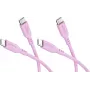 Goobay USB-C uz USB-C silikona kabeļu komplekts, 2 gab., 1,5 m, rozā (81251)