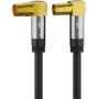Goobay TV antenas kabelis 10 m, 4x ekranēts, 135 dB, ar zeltītiem leņķa koaksiālajiem savienotājiem, melns 70475