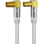 Goobay TV antenas kabelis (135 dB tip.), 4x ekranēts, 1 m, balts - zeltīti 90° koaksiālie savienotāji (70411)