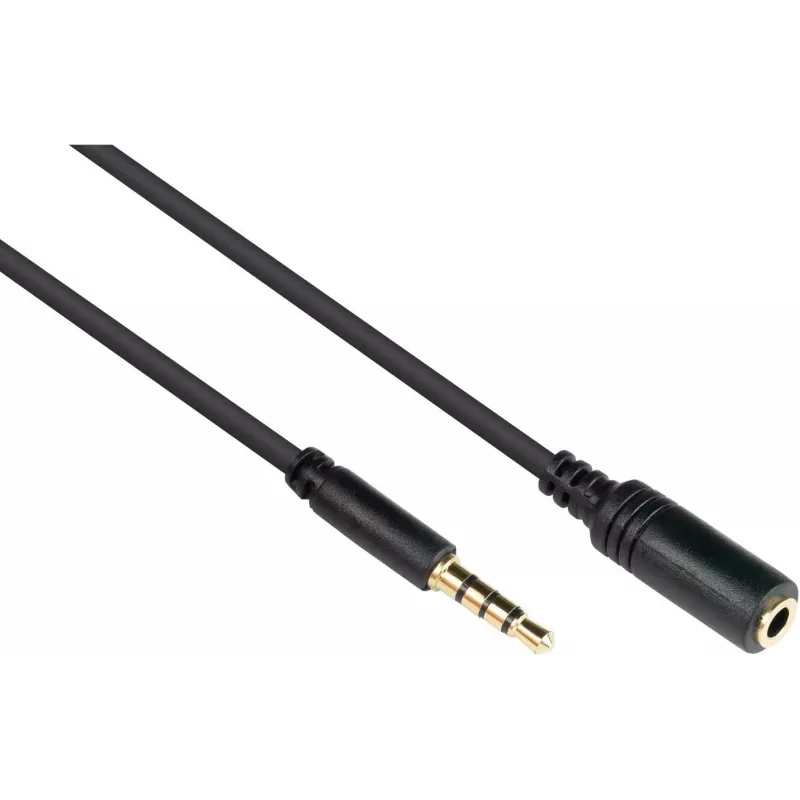Good Connections 3.5mm 4-polu TRRS audio pagarinājuma kabelis, vīrišķais uz sievišķo, 1,5m, melns AS-35V4B15