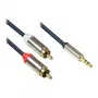 Good Connections Audio Connection Cable High-Quality 3.5mm Jack to 2x RCA Plug, Full Metal Housing, Dark Blue, 1.5m