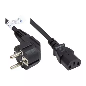 Good Connections Schuko Spraudnis uz IEC C13 Strāvas kabelis, Leņķveida, 1m, Melns