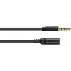 GoodConnections 3.5mm 4-polu TRRS audio pagarinājuma kabelis, vīrišķais uz sievišķo, 3m, melns AS-35V4B3