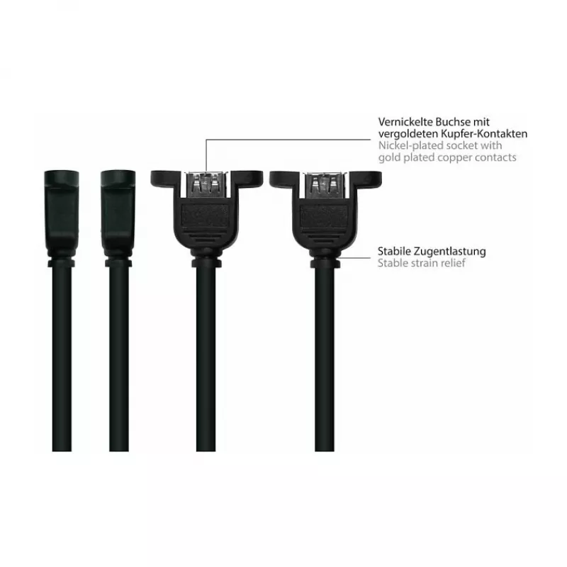GoodConnections Alcasa UK20P-AEA-020S USB 2.0 pagarinātājs, USB-A vīriešu uz USB-A sieviešu, 2 m, melns