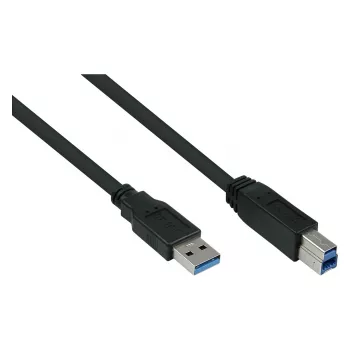 GoodConnections Alcasa UK30P-AB-005S USB 3.2 Gen 1 kabelis, USB-A uz USB-B, 0,5 m, melns