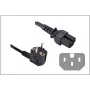 GoodConnections leņķa Schuko uz IEC C15 barošanas kabelis, 1,8 m, melns, 10A/250V, H05VV-F, karstuma izturīgs 1501-18