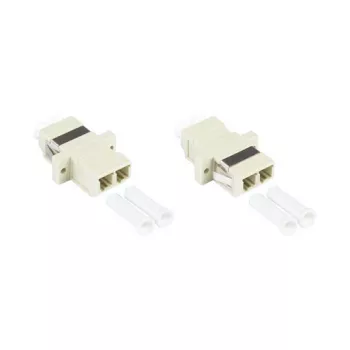 GoodConnections LC/UPC to LC/UPC Duplex Fiber Optic Adapter, OM2 Multimode, Ceramic Sleeve, Plastic Housing with Flange, Grey (LW-K202) | ITworkshop.lv