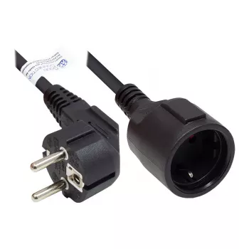 GoodConnections pagarinātājs – leņķa Schuko spraudnis E+F (CEE 7/7) uz kontaktligzdu F (CEE 7/3), 1,50 mm², 10 m, melns