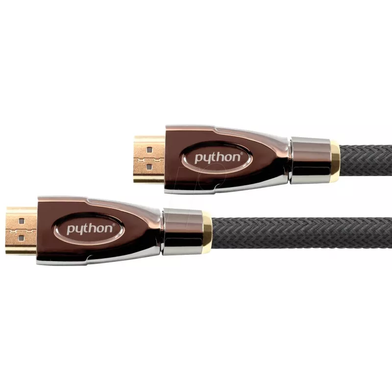 GoodConnections PYTHON Series High-Speed HDMI kabelis ar Ethernet, 4K UHD 60Hz, 18Gbps, zelta pārklājums, neilona pinums, 3m, melns (GC-M0018)