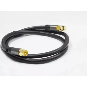 GoodConnections SAT antenas kabelis SmartFLEX, IEC/Coax leņķa kontaktdakša uz ligzdu, zeltīts, četrkāršs ekranējums, 120dB ekranējums, melns, 15m (GC-M2078)