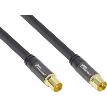 GoodConnections SmartFLEX antenas kabelis, IEC koaksiālais vīriešu uz sieviešu, zelta pārklājums, četrkāršs ekranējums, 120 dB, melns, 30 m (GC-M2060)
