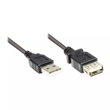GoodConnections USB 2.0 pagarinātājs A vīrietis uz A sieviete, 0,6 m, melns