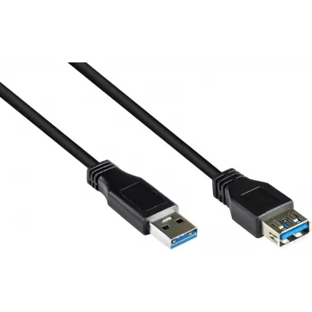 GoodConnections USB 3.0 pagarinātājs – A vīriņš uz A sieviņa, 1,8 m, melns (2711-S02)