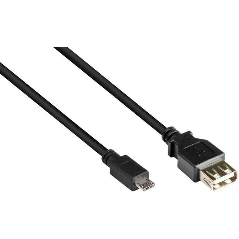 GoodConnections USB-OTG adaptera kabelis, Micro-USB Type B tēviņš uz USB Type A mātīte, USB 2.0, 0,1 m, melns