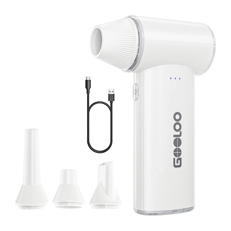 GOOLOO F3 elektriskais pūtējs, bezsukuru motors, 150 000 apgr./min, 5000mAh, 52 m/s, balts