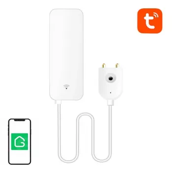 GOSUND S5 WiFi Smart Ūdens Noplūdes Sensors ar Tuya App Brīdinājumiem, 2.4GHz, IP67 zonde, Balts