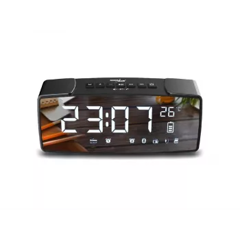 GRB Greenblue GB200 Bluetooth modinātājpulkstenis ar FM, temperatūru, mitrumu, modinātāju, snaudu, LED displeju, melns/pelēks