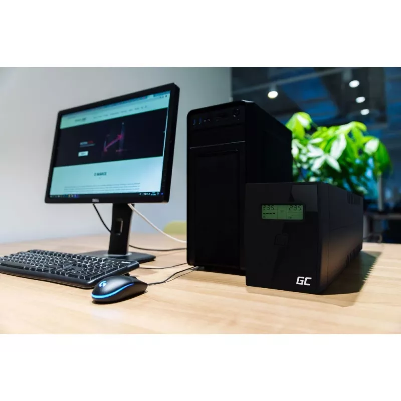 Green Cell Power Proof UPS 600VA / 360W Line-Interactive torņa (2x Schuko, USB, AVR)