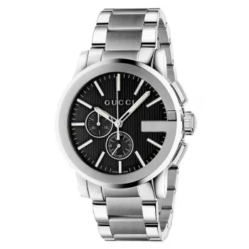 Gucci G-Chrono vīriešu pulkstenis YA101204 44mm Nerūsējošais tērauds Melns ciparnīca Hronogrāfs Datums