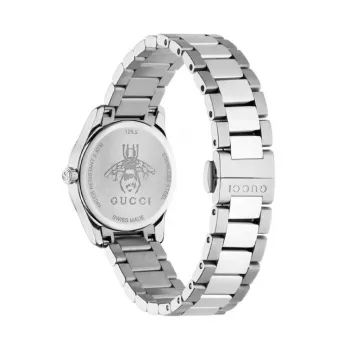Gucci G-Timeless dāmu pulkstenis YA126572A 27mm nerūsējošais tērauds sudraba ciparnīca dimanta stundu marķieri Šveices kvarcs