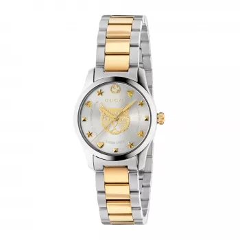 GUCCI G-Timeless Sieviešu Pulkstenis YA126596 27mm Nerūsējošais Tērauds Sudraba Ciparnīca