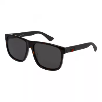 Gucci GG0010S-003 Vīriešu kvadrātveida saulesbrilles, spīdīgs melns rāmis, pelēkas lēcas, 58/16/145 mm