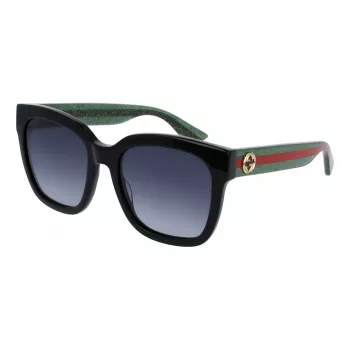 Gucci GG0034SN-002 Cat Eye Saulesbrilles Melns Pelēks 54mm
