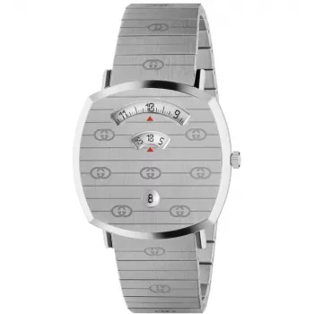 GUCCI Grip Unisex Quartz Watch 35mm Stainless Steel Silver Dial YA157410