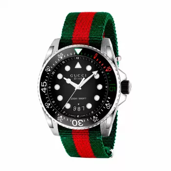 GUCCI vīriešu pulkstenis YA136209A 45mm Swiss Quartz nerūsējošais tērauds gumija melns
