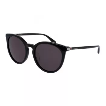 GUCCI Sieviešu GG0064SK-001 Taisnstūra saulesbrilles - Melns acetāta rāmis, Pelēkas neilona lēcas, 55/20/135 mm