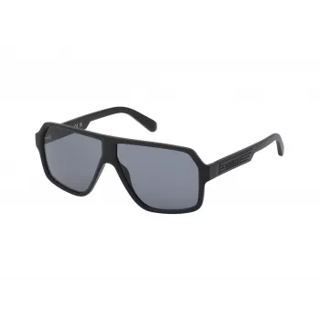 GUESS GF00047-6102A Vīriešu taisnstūra saulesbrilles – Spīdīgi melns rāmis, dūmu lēcas, 61 mm