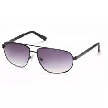 GUESS GF0244-6001A Vīriešu kvadrātveida saulesbrilles – spīdīgs melns rāmis, dūmu gradienta lēcas
