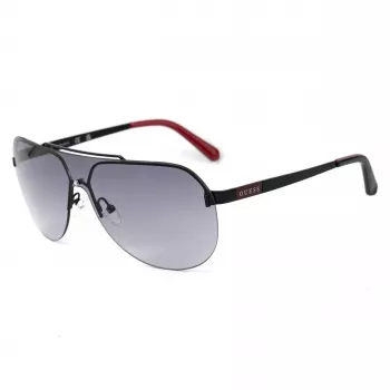 GUESS GF5053-0001B vīriešu taisnstūra saulesbrilles - melns rāmis, dūmu lēcas