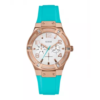 GUESS Women's W0564L3 Rozā zelta nerūsējošā tērauda un brūnas ādas pulkstenis 39mm