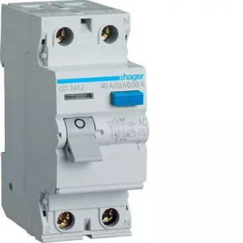 HAGER CD241J atlikuma strāvas aizsardzības slēdzis 2P 40A 30mA AC tips