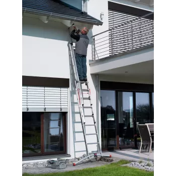 Hailo S100 ProfiLOT kombinētās kāpnes, alumīnija, 2x6+1x5 pakāpieni, 3-daļu, maks. slodze 150 kg