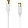 Hama antenas kabelis, koaksiālais spraudnis uz koaksiālo ligzdu, zeltīts, 1,5 m, 120 dB, balts 00202023