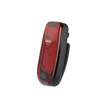 Hama Clip-On Warning Light ar LED, sarkans, melns, ar bateriju, CR2032, šļakatu izturīgs, skriešanai, riteņbraukšanai, pastaigām