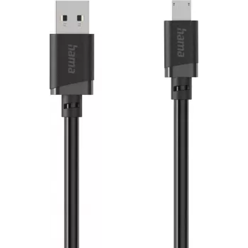 Hama USB-A uz Micro-USB uzlādes un datu kabelis, 1 m, melns 00201803