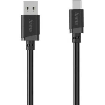 Hama USB-A uz USB-C uzlādes un datu kabelis, 2 m, melns 00201812