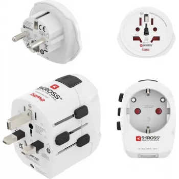 Hama World Travel Pro Light USB universālais ceļojumu adapteru komplekts, 3 polu, 2x USB, melns 00223464