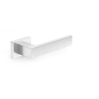 HANDLE DOOR CUBE RT CHROME - Polished Chrome Lever Door Handle Set with Square Rosette, Reversible for Interior Doors, 52x52mm Rosette, 130mm Lever
