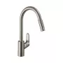 Hansgrohe Focus M41 vienas sviras virtuves jaucējkrāns ar izvelkamo smidzinātāju, hroms