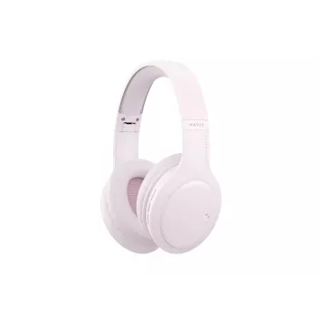 HAV H633BT bezvadu austiņas ar Bluetooth 5.3, 30 stundu akumulatoru, salokāmu dizainu, iebūvētu mikrofonu un TF kartes atbalstu – rozā