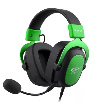 Havit H2002d vadu gaming austiņas ar 50mm draiveriem, RGB LED, melna/zaļa