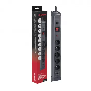 Hawk HWPS501GY Strāvas sadalītājs 1,5m Pelēks 5 Ligzdas Schuko