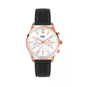HENRY LONDON Sieviešu Pulkstenis HL39-CS-0036 39mm Rožu Zelta Tonēts Nerūsējošā Tērauda Korpuss Zaļš Ciparnīca Zaļa Ādas Siksniņa