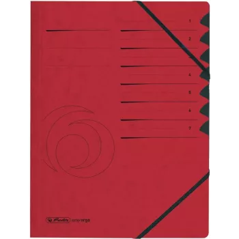 HERLITZ easyorga A4 organizatora mape ar 7 nodalījumiem, sarkans Colorspan kartons, melns Manila iekšējais kartons 10843068