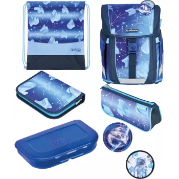 Herlitz FiloActive XL Plus Cosmic skolas somas komplekts (19L ergonomiska mugursoma ar penāļiem un sporta somu)