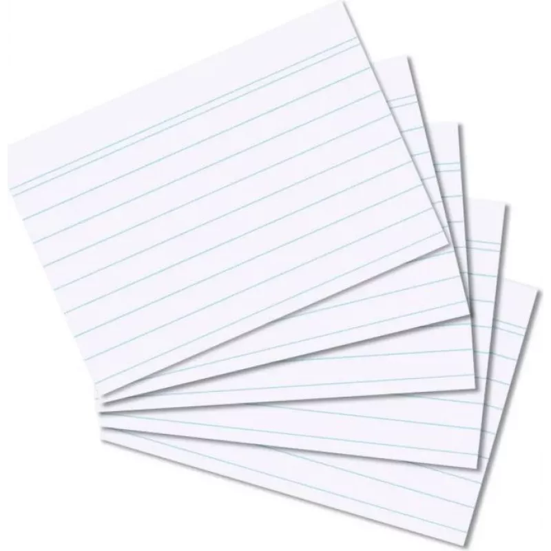 HERLITZ indeksu kartītes DIN A8 līnijotas baltas 170g bez kokmateriāla, zila līnija, 100 gab.